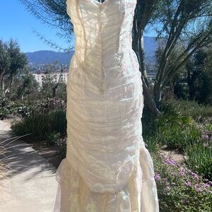 Gunne Sax Strapless Iridescent Cream Dress